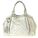 【中古】 グッチ GUCCI ショルダーバッグ ハンド インターロッキング GG柄 アイボリー レザー 66BJ283