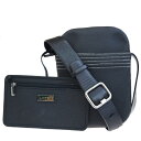 【中古】 美品 ロエベ LOEWE ショルダーバッグ ブラック ナイロン レザー ポーチ付き 64ES139