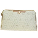 【中古】 クリスチャンディオール Christian Dior クラッチバッグ ポーチ ベージュ キャンバス レザー 07ES845