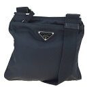 送料無料 【中古】 美品 プラダ PRADA 斜め掛け ショルダーバッグ ポシェット ブラック ナイロン 64BK283