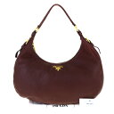 送料無料 【中古】 美品 プラダ PRADA ショルダーバッグ ブラウン レザー 保存袋付き 33BK438