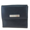 【中古】 グッチ GUCCI 三つ折り 財布 ブラック レザー 06BK410
