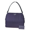【中古】 中美品 プラダ PRADA ショルダーバッグ パープル ブラック ナイロン レザー 05EZ323