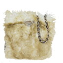 【中古】 美品 プラダ PRADA チェーン ショルダーバッグ ブラウン フェイクファー レザー 65EZ137