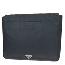 【中古】 中美品 プラダ PRADA クラッチバッグ ブラック ナイロン 07EZ973