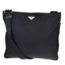 【中古】 中美品 プラダ PRADA 斜め掛け ショルダーバッグ ブラック ナイロン レザー 62MB086
