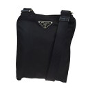 【中古】 プラダ PRADA 斜め掛け ショルダーバッグ ポシェット ブラック ナイロン レザー 63MB461