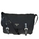 【中古】 中美品 プラダ PRADA ショルダーバッグ ブラック ナイロン レザー 65MB526