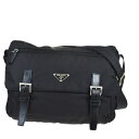 【中古】 美品 プラダ PRADA ショルダーバッグ ブラック ナイロン レザー 38MB460