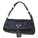 【中古】 中美品 プラダ PRADA ショルダーバッグ ブラック レザー ネームタグ付き 62MC099