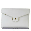 【中古】 クリスチャンディオール Christian Dior クラッチバッグ ホワイト レザー 保存袋付き 61MF477