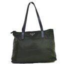 【中古】 中美品 プラダ PRADA ショルダーバッグ ハンド カーキ ナイロン レザー 02ML094