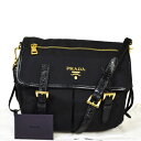 【中古】 美品 プラダ PRADA 斜め掛け ショルダーバッグ ブラック ナイロン エナメル 84BW508
