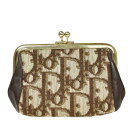 【中古】 クリスチャンディオール Christian Dior トロッター コインケース 小銭入れ 財布 がま口 ブラウン キャンバス レザー 04AC656