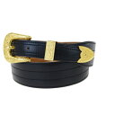 【中古】 エルメス(Hermes) ○S刻印 レザー ベルト フラワーズ ブラック 75 68GB128