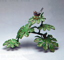 置物 小物■ 五枚八ッ手に文鳥 ■青銅(ブロンズ)製 紙箱入り【高岡銅器】