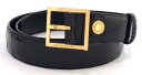 ブルガリ クロコダイル ベルト クロコ レザー メンズ ブラック 黒 ゴールドバックル BVLGARI 美品 ワニ革 メンズ 100cm 紳士用 【中古】