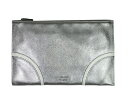 プラダ クラッチバッグ セカンドバッグ 型押し レザー シルバー BP868L メタリック系 ポーチ 小物入れ PRADA 【中古】