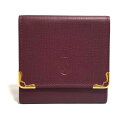 カルティエ コインケース マスト 小銭入れ ボルドー 2C C2 レザー メンズ レディース Cartier 本革 美品 【中古】