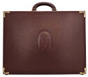 カルティエ アタッシュケース ビジネスバッグ 2C マスト C2 ボルドー メンズ 紳士 書類バッグ マストライン CARTIER ゴールド金具 ブリーフケース Cartier 【中古】