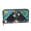 コーチ/COACH/ラウンドファスナー長財布/PVC×カーフ/パッチワーク/花柄/ブラック×マルチカラー/F57650【未使用展示品】