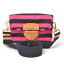 プラダ PRADA ボーダーキャンバス ショルダーバッグ レディース ピンク×ブラック【中古】