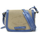 プラダ PRADA ロゴジャガード リボン ショルダーバッグ 1BD190 ベージュ×ブルー【中古】