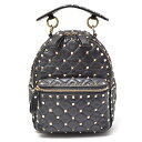ヴァレンティノ VALENTINO ロックスタッズスパイク ミニバックパック レザー ブラック バレンチノ【中古】