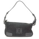 ロエベ レディース セミショルダーバッグ 小型 カジュアル スエード×レザー ブラック LOEWE【中古】