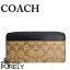 【24時間限定ポイント5倍】コーチ COACH 財布 長財布 レディース アウトレット PVCコーティングキャンバス×レザー シグネチャー アコーディオン ウォレット F58112 QBTN2 タン×ブラック コーチ COACH レディース WWW