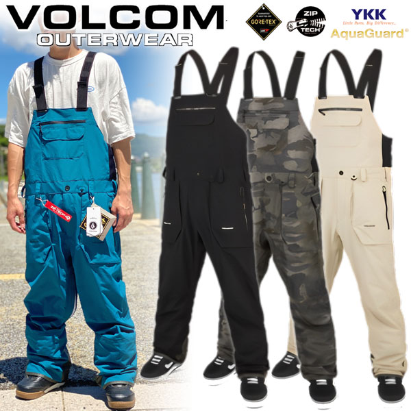 23-24 VOLCOM/ボルコム RAIN GORE-TEX BIB overall メンズ レディース 防水<strong>ゴアテックス</strong>ビブ<strong>パンツ</strong> スノーボードウェア スノーウェアー 2024 型落ち