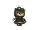 チャーム 子猫 約22×12mm 真鍮古美 【10個】 アクセサリーパーツ ハンドメイド DIY