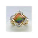 アンモライト 14金 ダイヤモンド リング 指輪 宝石 ジュエリー フラット スクエア型 Aグレード #13.5 送料無料