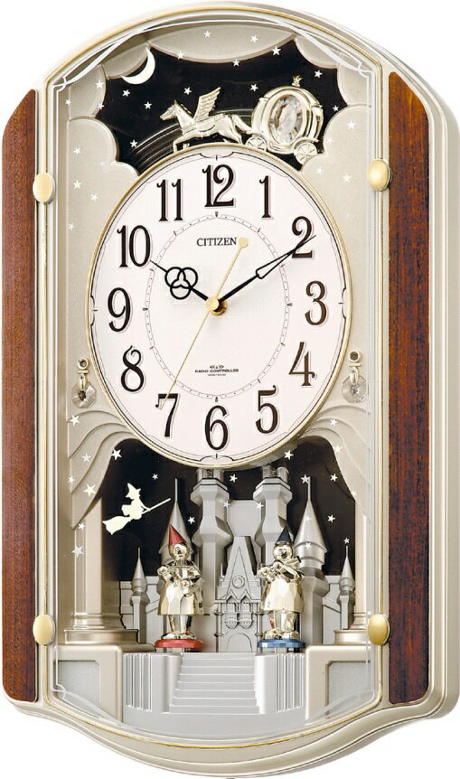 アミュージングクロック電波時計　パルミューズM463　4MN463-A23 シチズン時計アミュージングクロック、掛け時計、電波時計、美しいメロディーで時を知らせる！メロディに合わせて人形が回転！アミューズ時計
