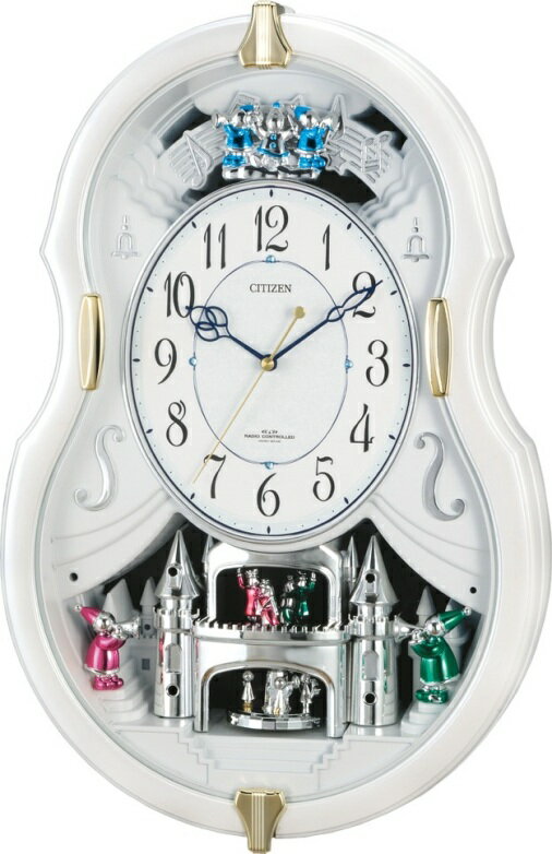 アミュージングクロック電波時計　パルミューズコンチェルN　4MN495-N03　シチズン時計アミュージングクロック、掛け時計、電波時計。メロディと共に4個のランプが点滅！アミューズ時計