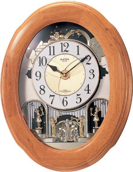 【からくり時計】スモールワールド　ソルシアN電波時計4MN422RA06　リズム時計　掛け時計