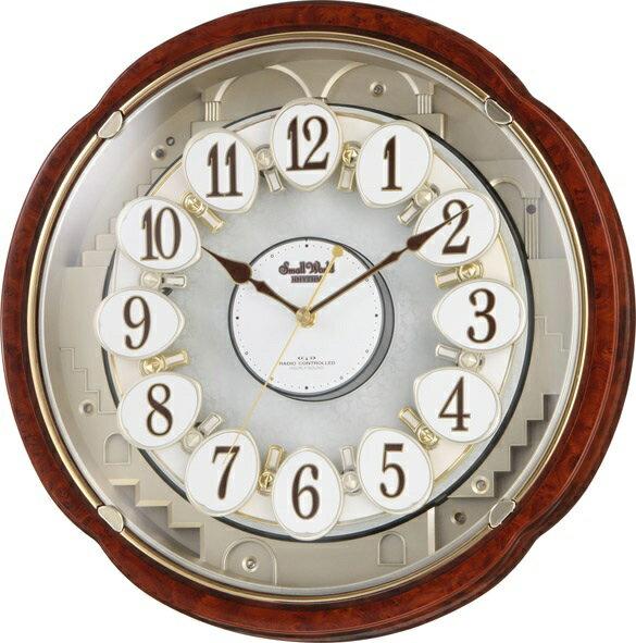 【からくり時計】スモールワールド　コンベルS電波時計 4MN480RH23　リズム時計　掛け時計