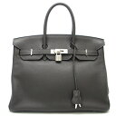 HERMES エルメス バーキン35 □M刻印:2009年製 ハンドバッグ 手持ち トリヨンクレマンス グラファイト パラジウム金具(シルバー)【大黒屋質店出品】【中古】【送料無料】