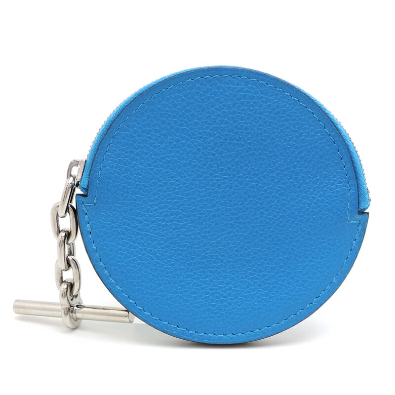 【銀座店】 エルメス ストラップ シルバー金具 Z刻印 2021年製 レディース・メンズ コインケース シェーブル ブルー系 DH90122【大黒屋質店出品】 【中古】【送料無料】【店頭受取対応商品】