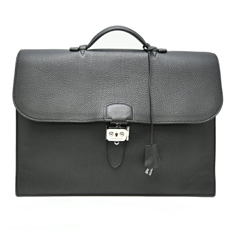 【銀座店】 エルメス サックアデペッシュ38 □L刻印 2008年製 メンズ ブリーフケース トゴ ノワール DH90410【大黒屋質店出品】 【中古】【送料無料】【店頭受取対応商品】