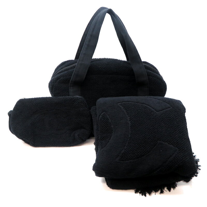 【飯能本店】 シャネル ビーチ バッグ セット レディース その他バッグ パイル ブラック DH90489【大黒屋質店出品】 【中古】【送料無料】【店頭受取対応商品】