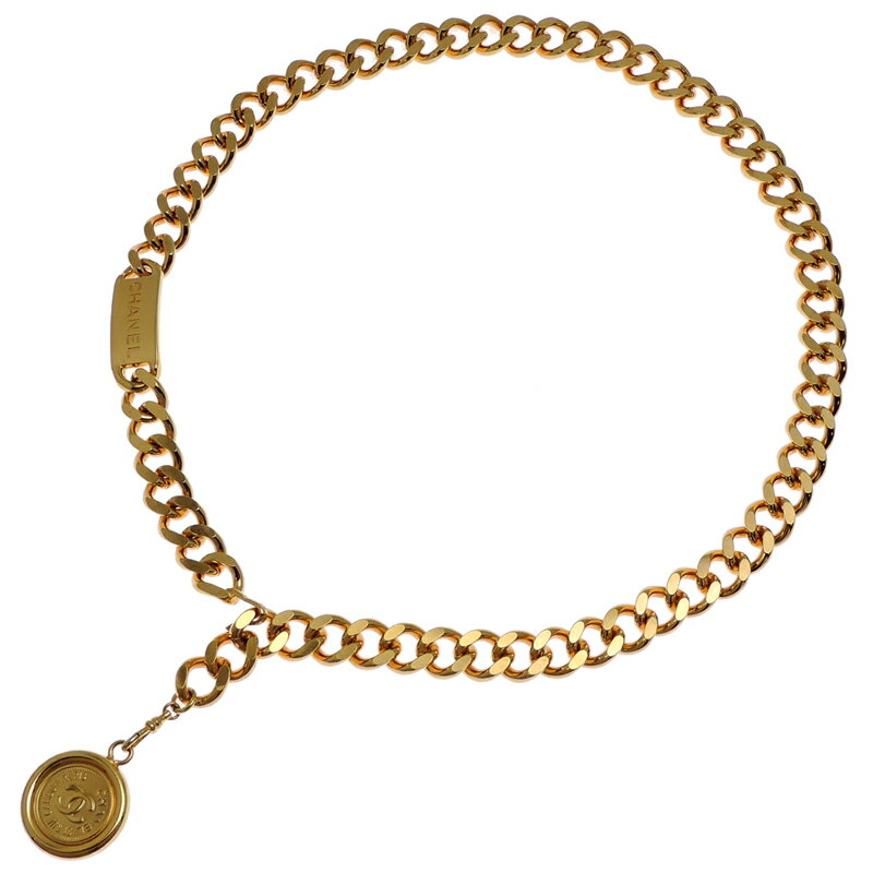 【飯能本店】 シャネル ココマーク メダル チェーン レディース ベルト GP DH90209【大黒屋質店出品】 【中古】【送料無料】【店頭受取対応商品】