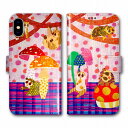 iPhone XR iPhone XS Max iPhone XS スマホケース 手帳型 COMOデザイン iPhone X iPhone8 iPhone8 Plus iPhone7 iPhone7 Plus iPhone6S iPod touch6 スローロリスの森 キノコ 水玉 かわいい コンビニ 後払い 決済 OK ホワイトデー プレゼントに
