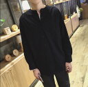 限定商品 即納 現品限り ★ カジュアルシャツ メンズ トップス シャツ 長袖 スタンドカラー マオカラー ドロップショルダー オーバーサイズ 無地 シンプル 羽織 きれい目 カジュアル メンズファッション
