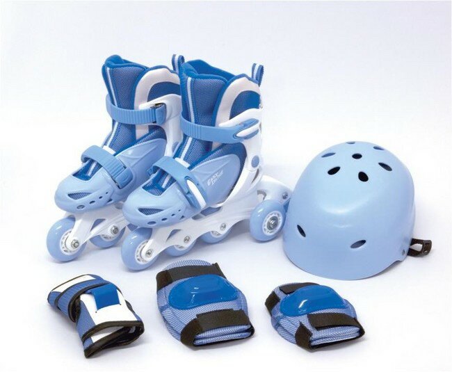 イージーインライン2 子供用 初心者向け インラインスケート セット ヘルメット プロテクター3種付 パッションブルー