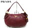 【PRADA】プラダ レザー ワンショルダー バッグ BR4070 赤紫 ワインレッド 鹿革 肩掛け【中古】