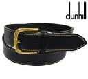 【dunhill】ダンヒル ソリッド・ブラスバックル ゴールド 黒 ブラック 革 レザー ベルト メンズ ロゴマーク サイズ 36/90 イタリア製 RC0290【中古】