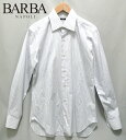 【BARBA】 バルバ ストライプ セミワイドカラー ロング スリーブ シャツ サイズ39/15 1/2 イタリア製 水色 白 【中古】