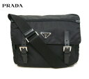【PRADA】プラダ 三角ロゴ ショルダーバッグ メッセンジャーバッグ 斜め掛け ナイロン×レザー ブラック×シルバー金具 NERO 黒 ON3502【中古】