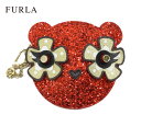 【FURLA】フルラ スパンコール クマ コインケース 小銭入れ レッド BOX付き 保存袋付き 美品 【ほぼ未使用】【中古】FF2324
